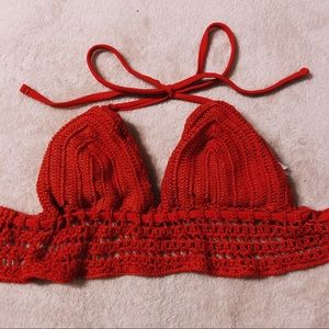 SOLD red crochet bikini top